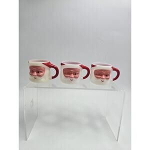 Vintage Miniature Plastic Winking Eye Santa Claus Head Face Mini Cup Mug 1.5"